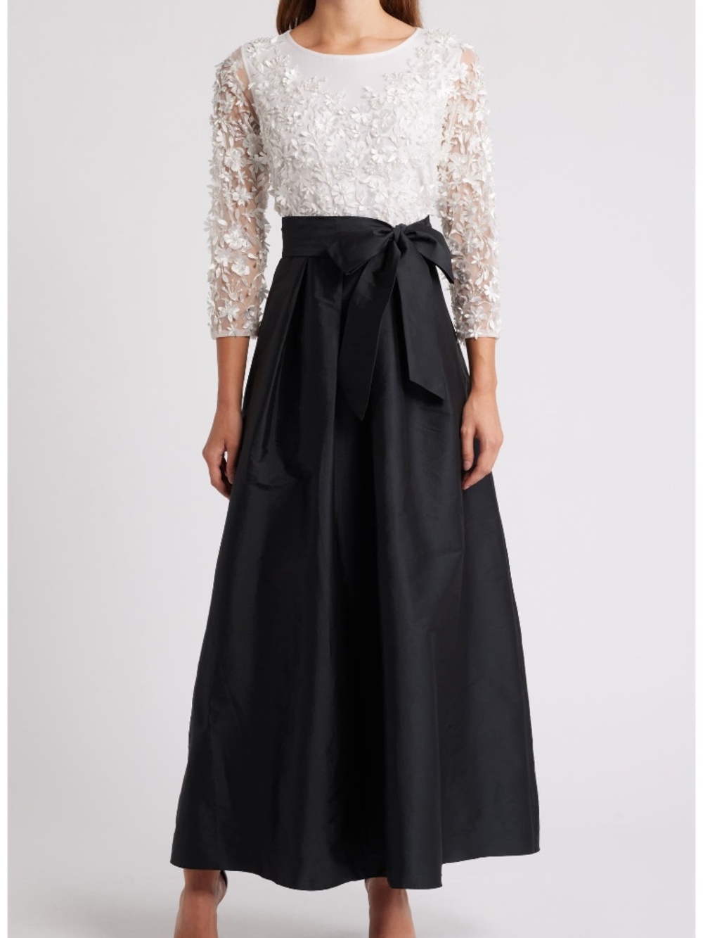 Pisarro Nights - 3D Floral Beaded Taffeta Ball Gown